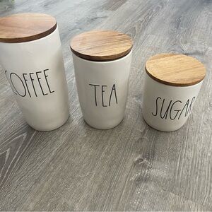 Rae Dunn Cream Canister Set with Wooden Lids